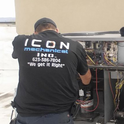 ac unit being serviced by Icon Mechanical technician for yearly maintenance